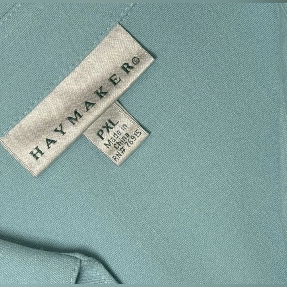 Haymaker Womens Size PXL Pale Blue Aqua Blouse Linen Feel Flowing Comfy Sharp! - Picture 5 of 7